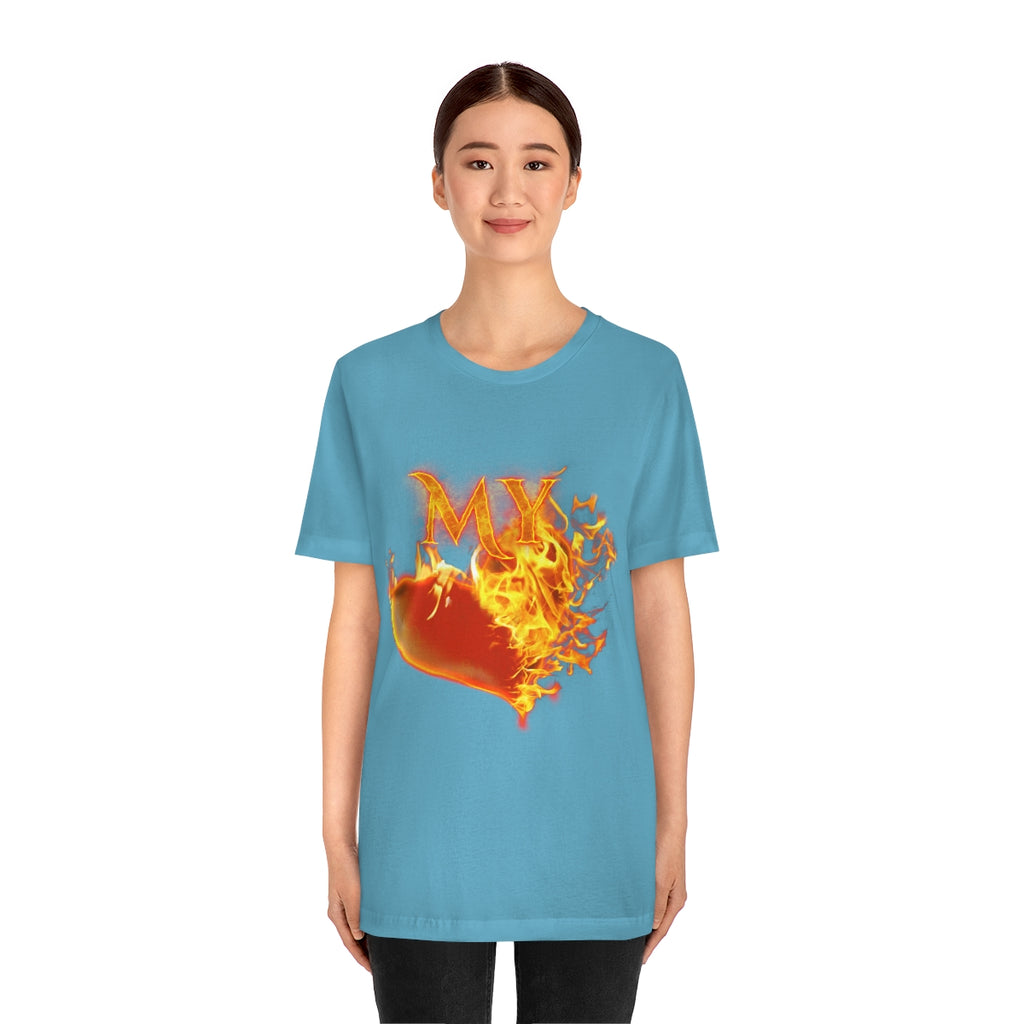 MY HEART BURNS FOR JESUS (Unisex Jersey Short Sleeve Tee)