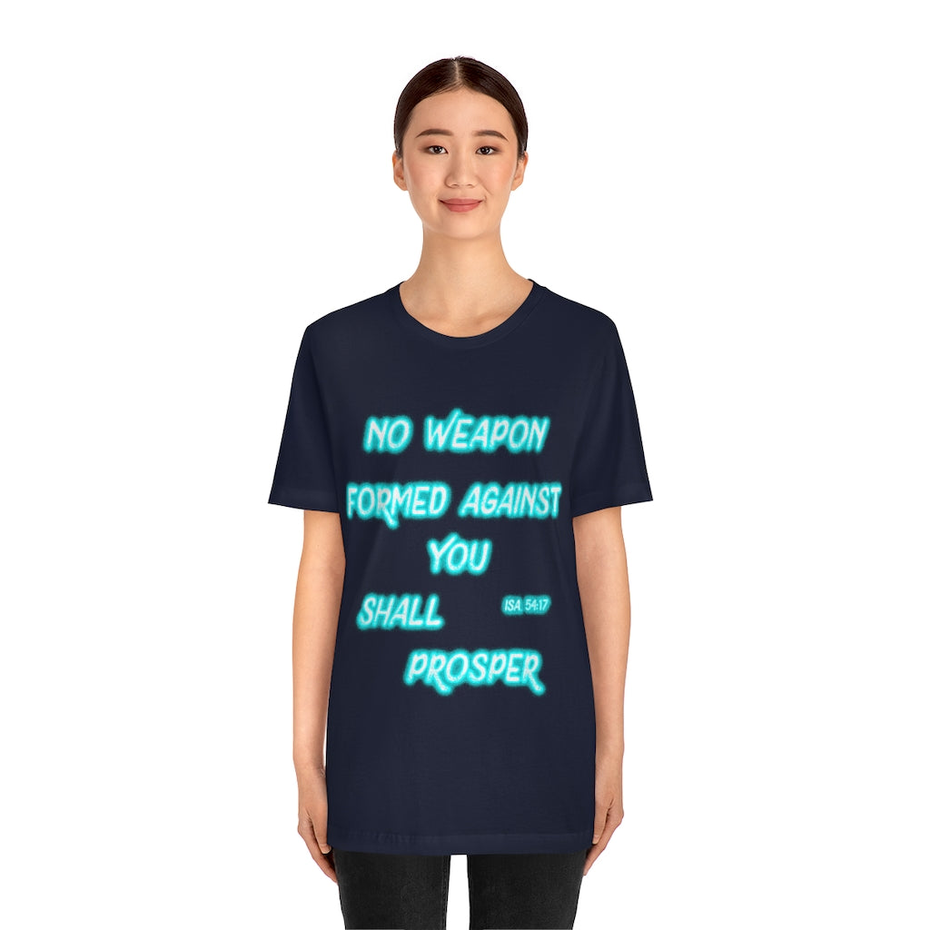 No Weapon ISA. 54:17 Blue Glowing Words (Unisex Jersey Short Sleeve Tee)