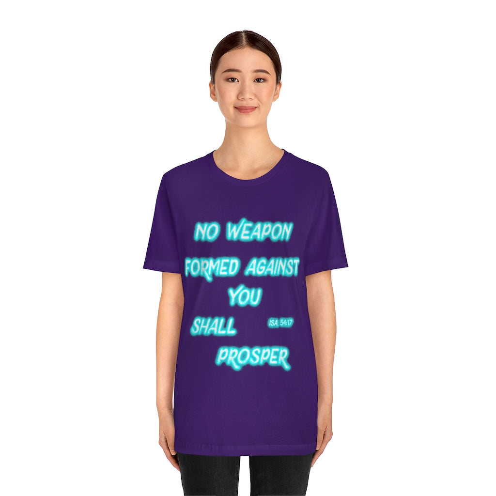 No Weapon ISA. 54:17 Blue Glowing Words (Unisex Jersey Short Sleeve Tee)
