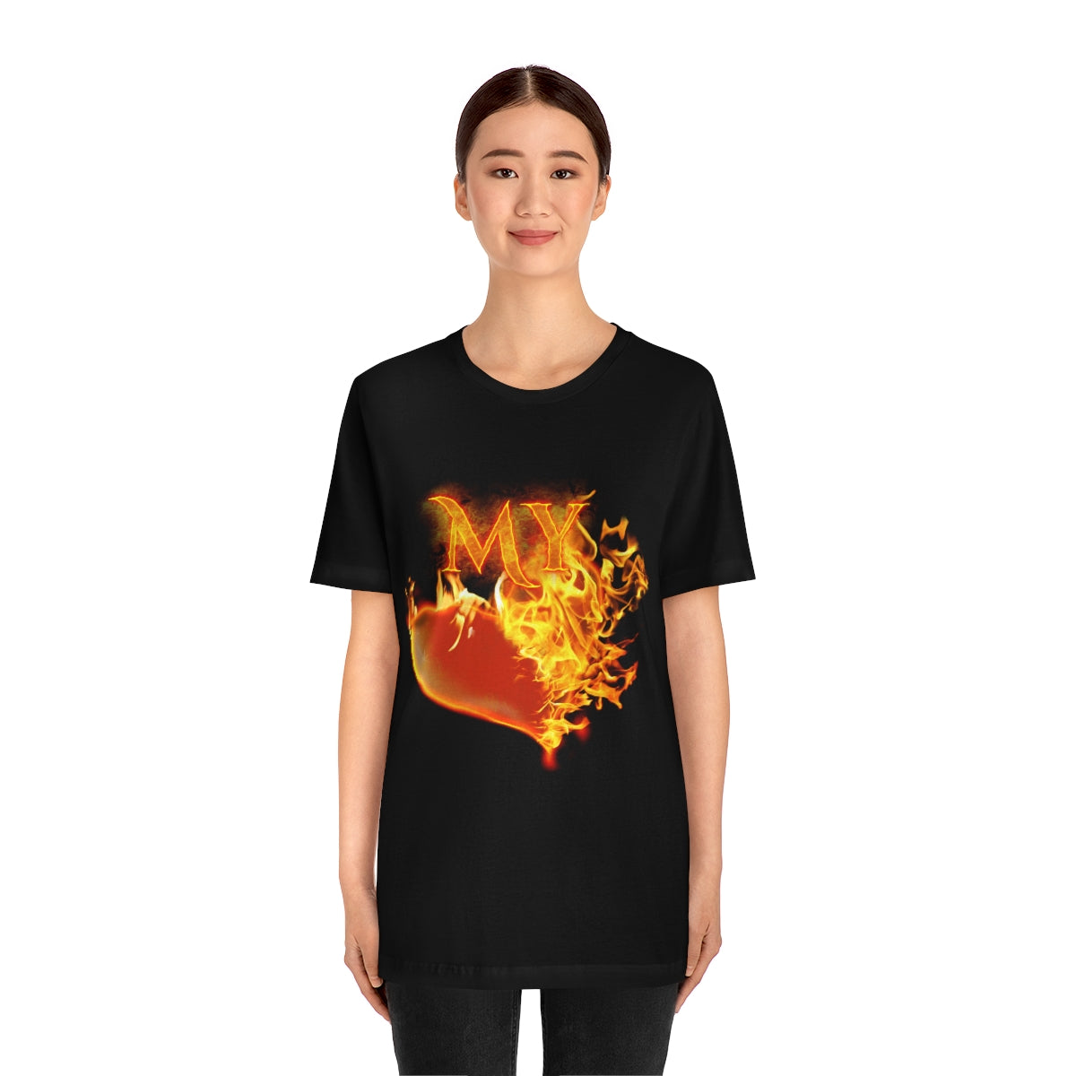 MY HEART BURNS FOR JESUS (Unisex Jersey Short Sleeve Tee)
