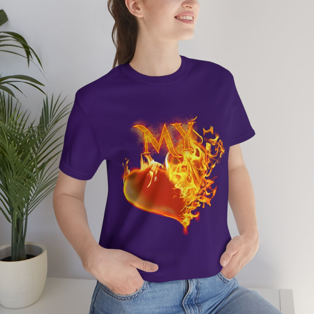 MY HEART BURNS FOR JESUS (Unisex Jersey Short Sleeve Tee)