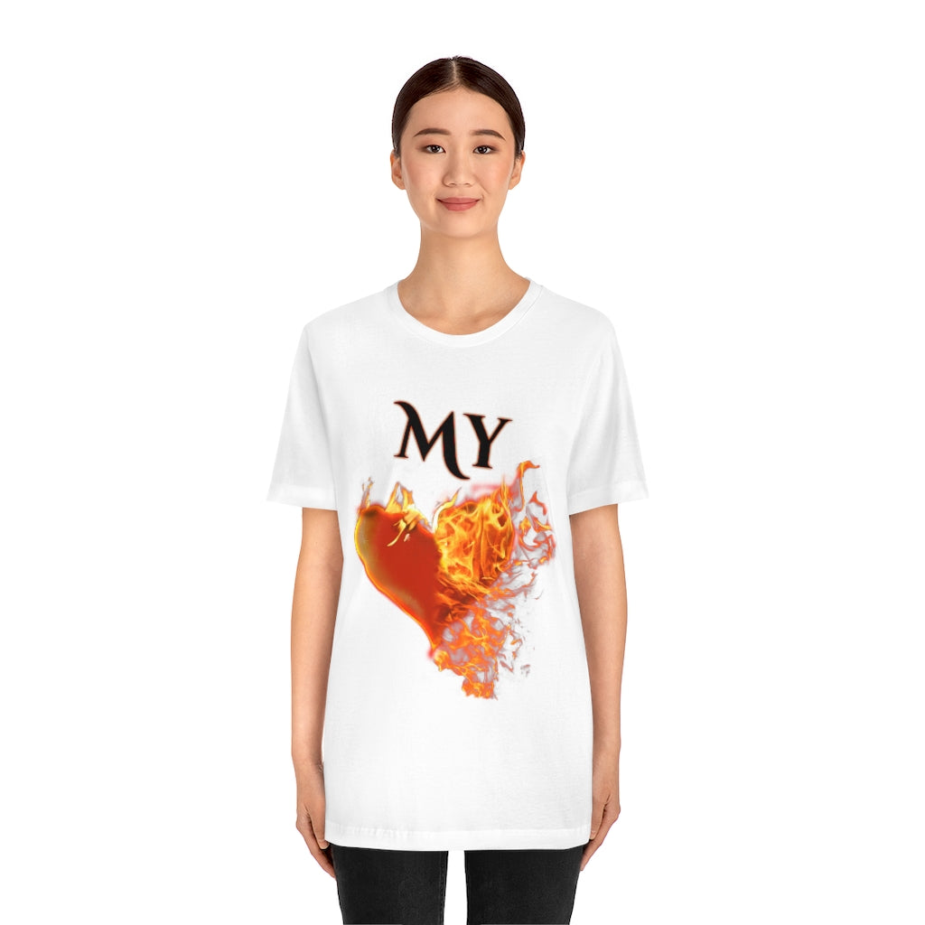 My Heart Burns for Jesus Unisex Jersey Short Sleeve Tee