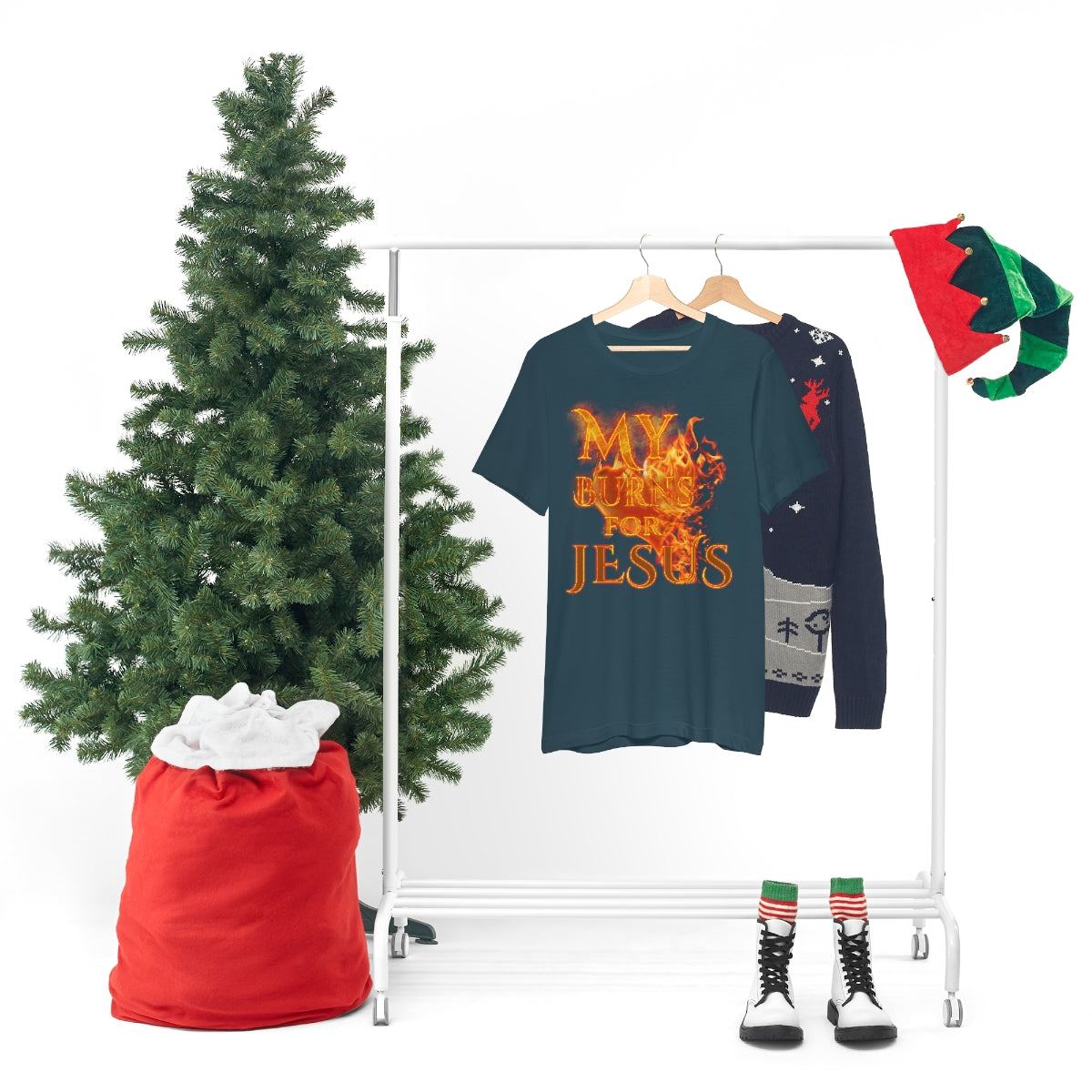 MY HEART BURNS FOR JESUS (Unisex Jersey Short Sleeve Tee)