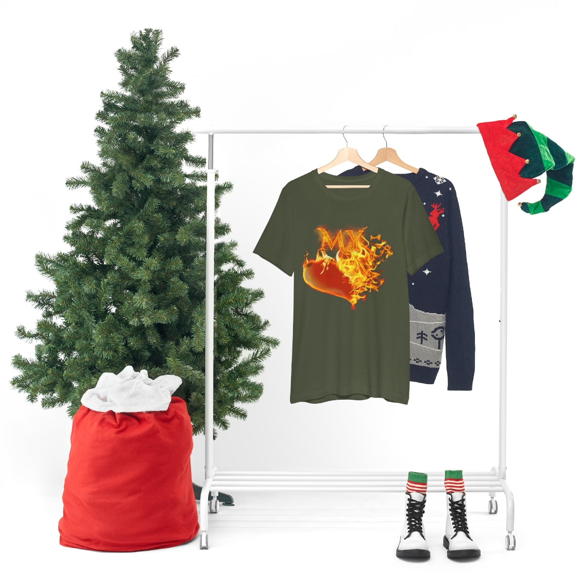 MY HEART BURNS FOR JESUS (Unisex Jersey Short Sleeve Tee)