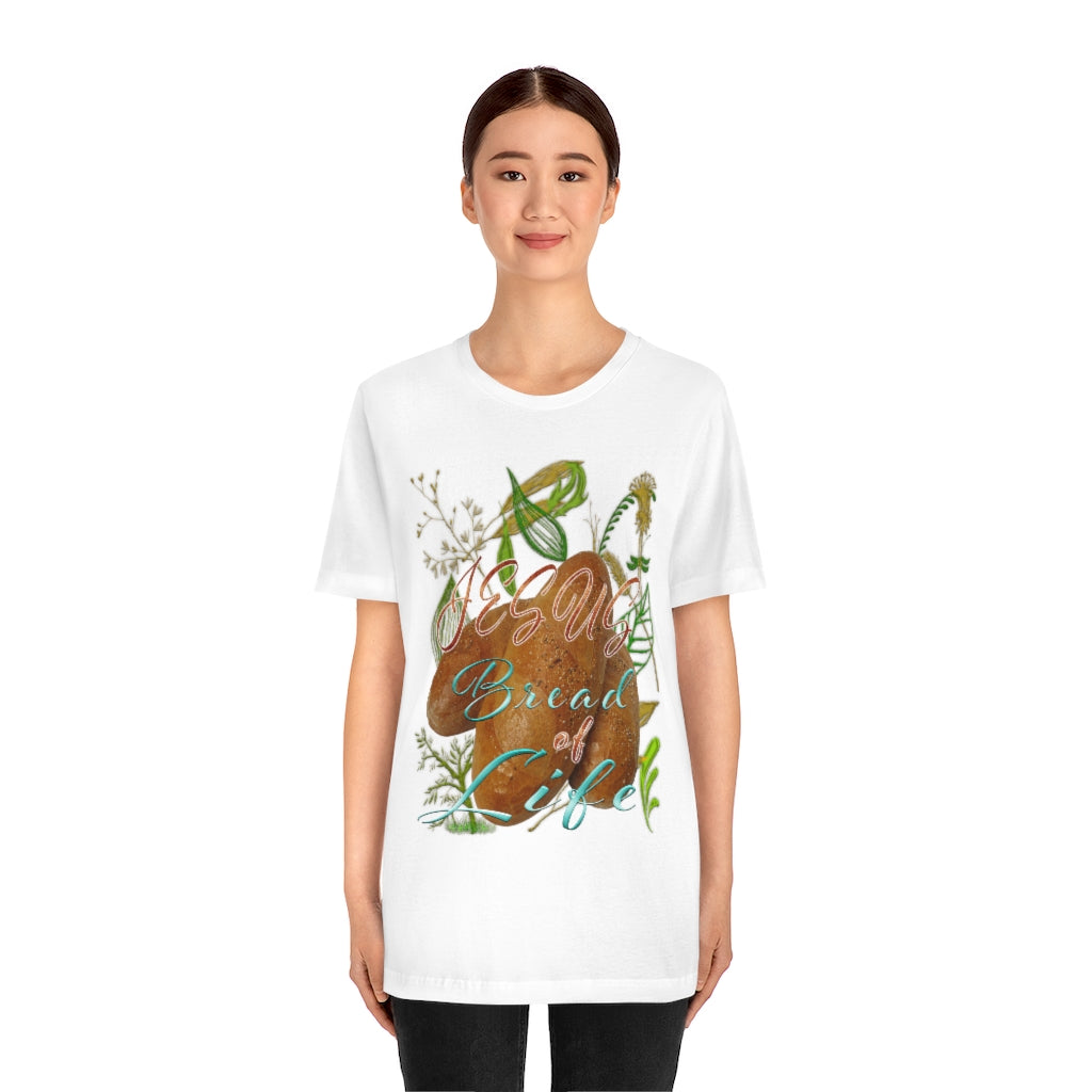 JESUS the Bread of Life & Rose - Unisex Jersey Short Sleeve Tee