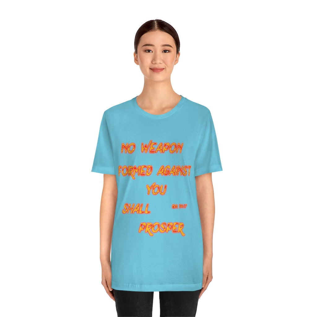 No Weapon ISA. 54:17 Blue Glowing Words (Unisex Jersey Short Sleeve Tee)