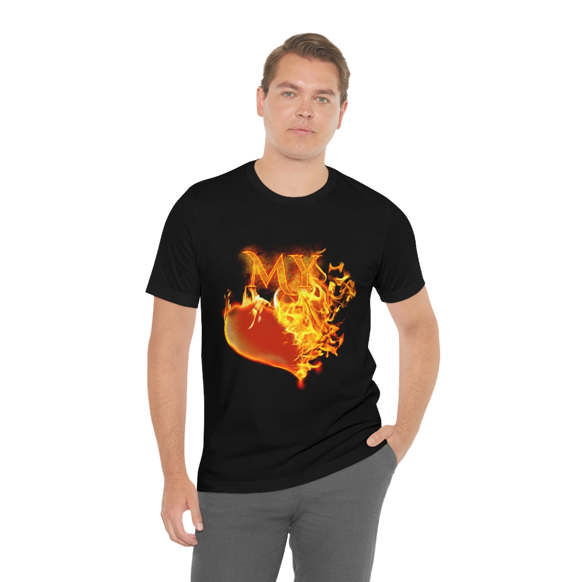 MY HEART BURNS FOR JESUS (Unisex Jersey Short Sleeve Tee)