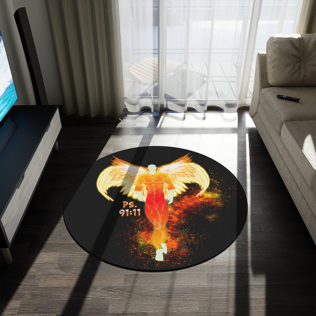 Light vs Darkness Fire Angel (Round Rug)