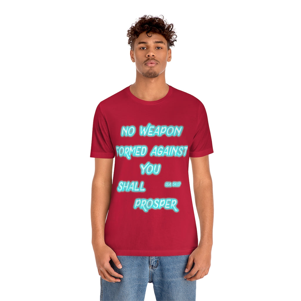 No Weapon ISA. 54:17 Blue Glowing Words (Unisex Jersey Short Sleeve Tee)