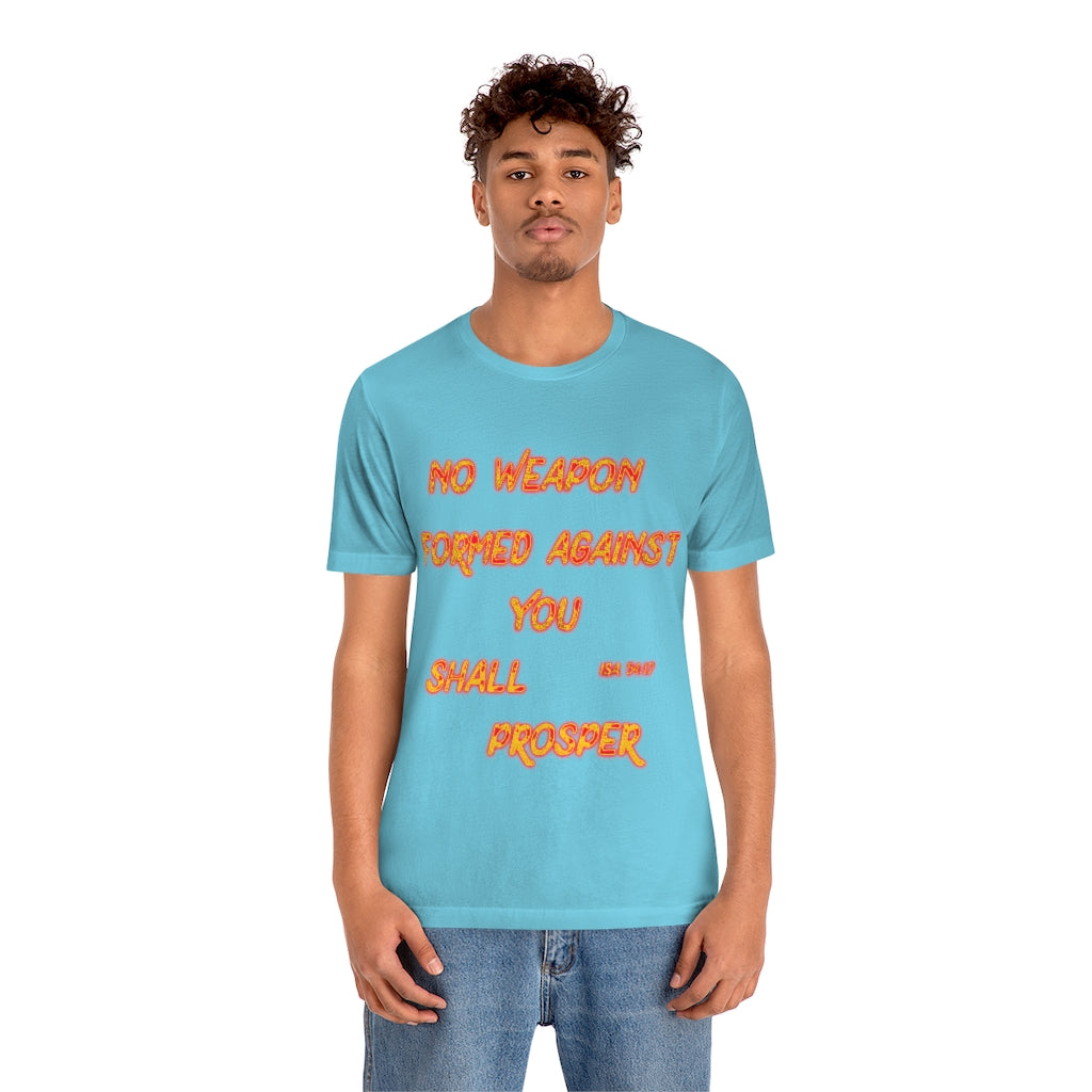 No Weapon ISA. 54:17 Blue Glowing Words (Unisex Jersey Short Sleeve Tee)