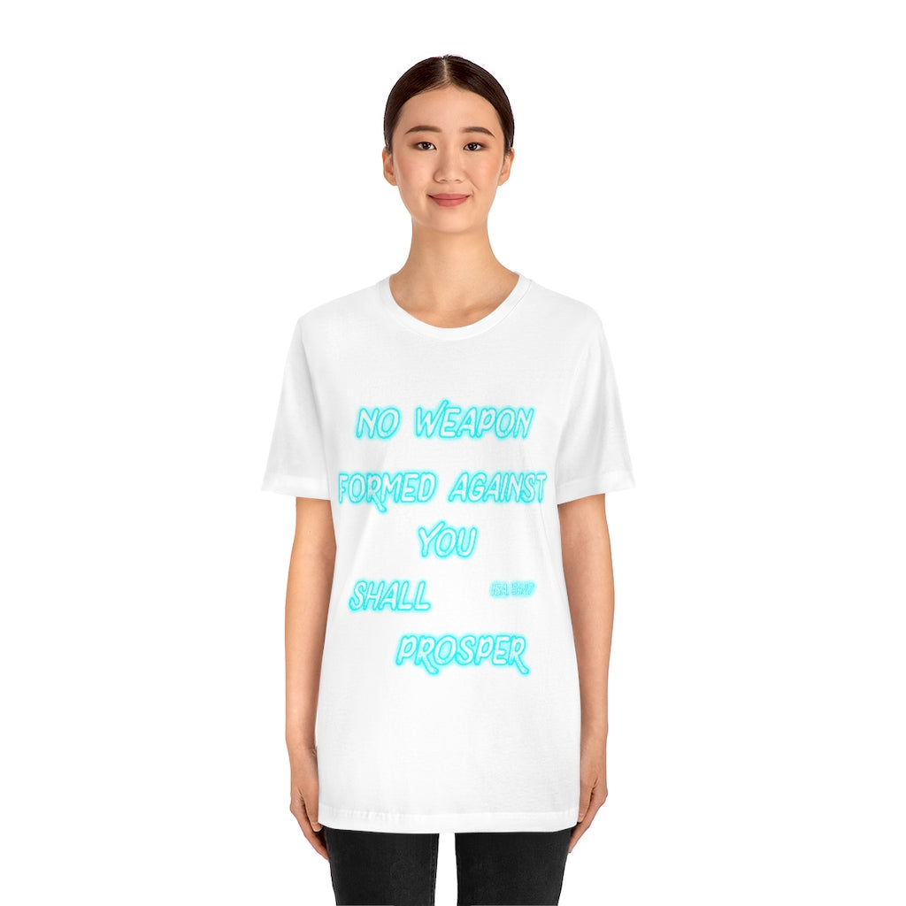 No Weapon ISA. 54:17 Blue Glowing Words (Unisex Jersey Short Sleeve Tee)