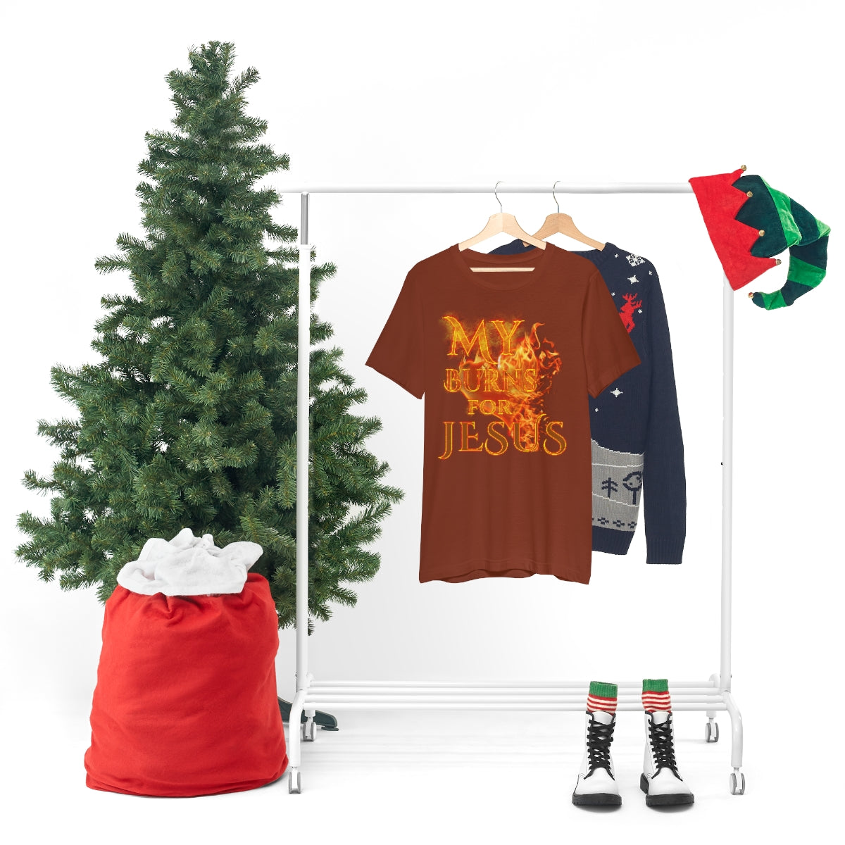 MY HEART BURNS FOR JESUS (Unisex Jersey Short Sleeve Tee)