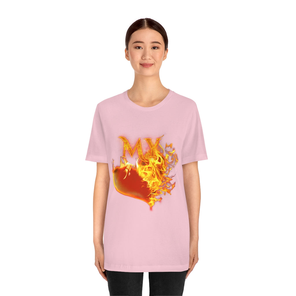 MY HEART BURNS FOR JESUS (Unisex Jersey Short Sleeve Tee)