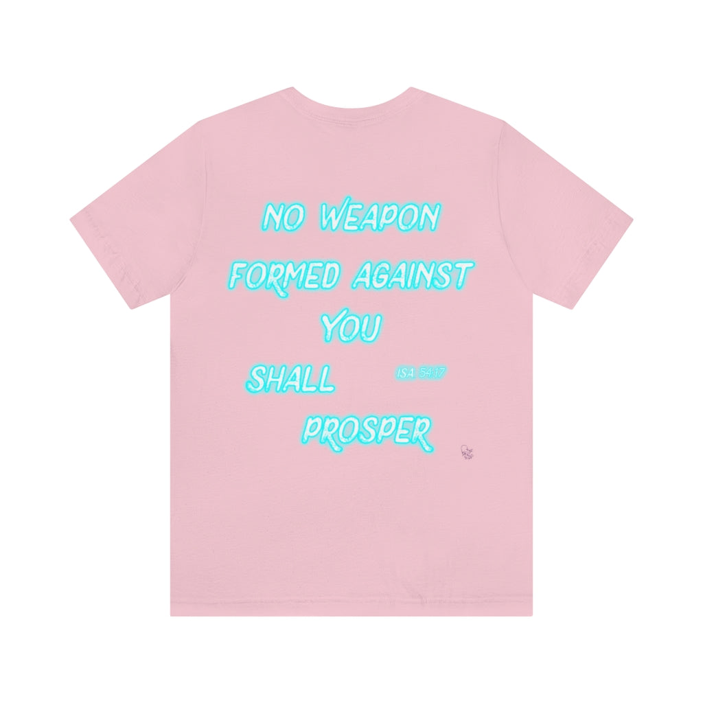 No Weapon ISA. 54:17 Blue Glowing Words (Unisex Jersey Short Sleeve Tee)
