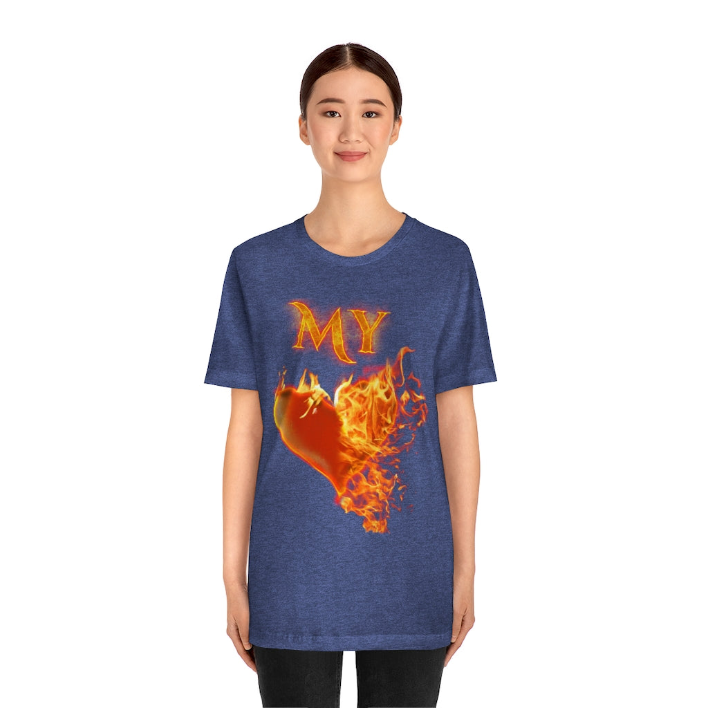 My Heart Burns for Jesus Unisex Jersey Short Sleeve Tee