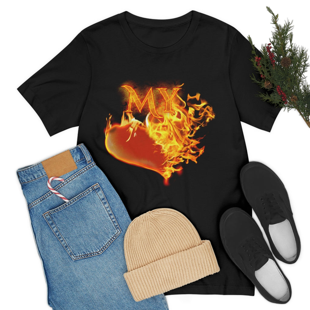 MY HEART BURNS FOR JESUS (Unisex Jersey Short Sleeve Tee)
