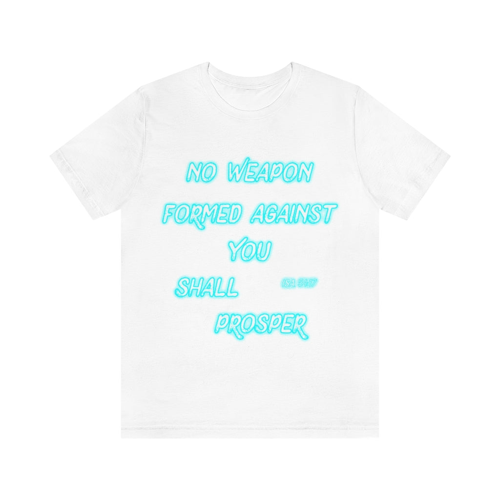 No Weapon ISA. 54:17 Blue Glowing Words (Unisex Jersey Short Sleeve Tee)