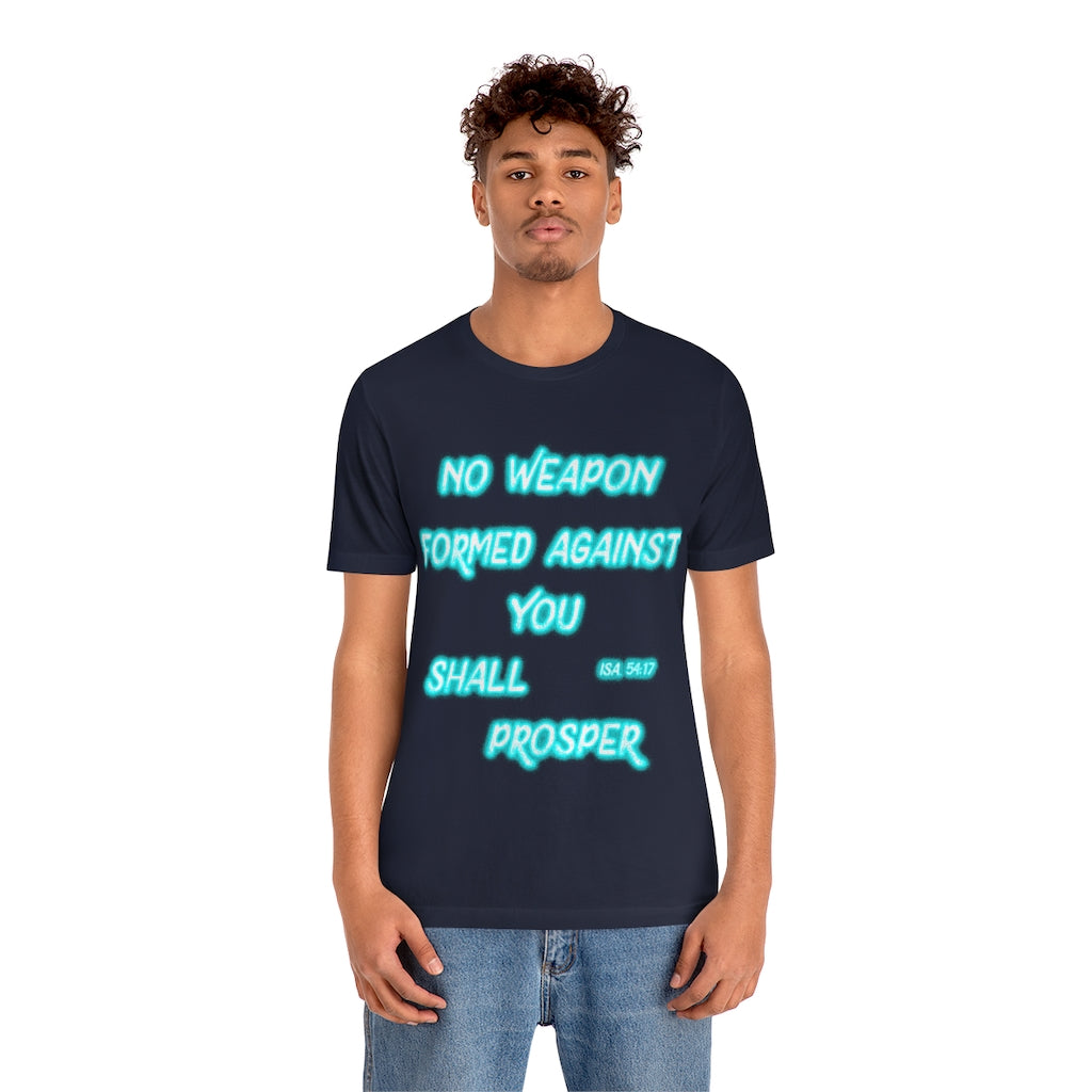 No Weapon ISA. 54:17 Blue Glowing Words (Unisex Jersey Short Sleeve Tee)