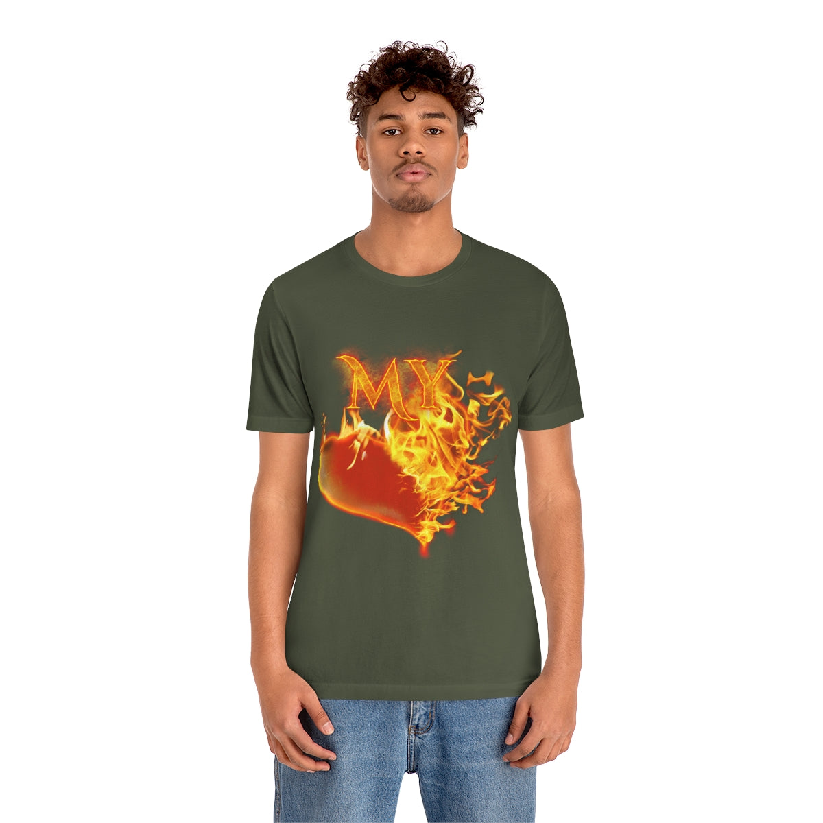 MY HEART BURNS FOR JESUS (Unisex Jersey Short Sleeve Tee)