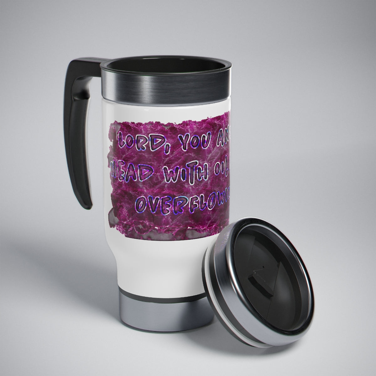 Ps. 23:5 Overflowing Cup (Stainless Steel Travel Mug with Handle, 14oz)