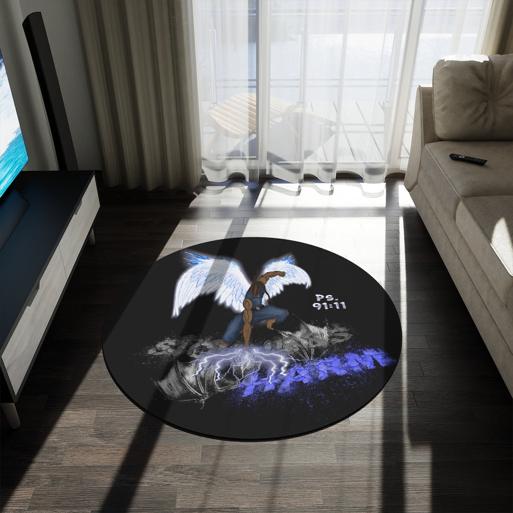 Light vs Darkness Blue Angel (Round Rug)