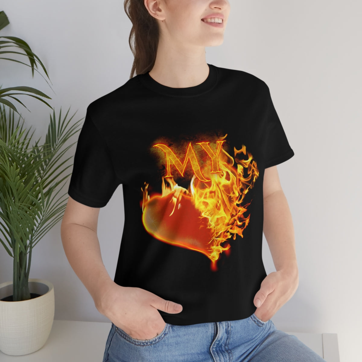 MY HEART BURNS FOR JESUS (Unisex Jersey Short Sleeve Tee)