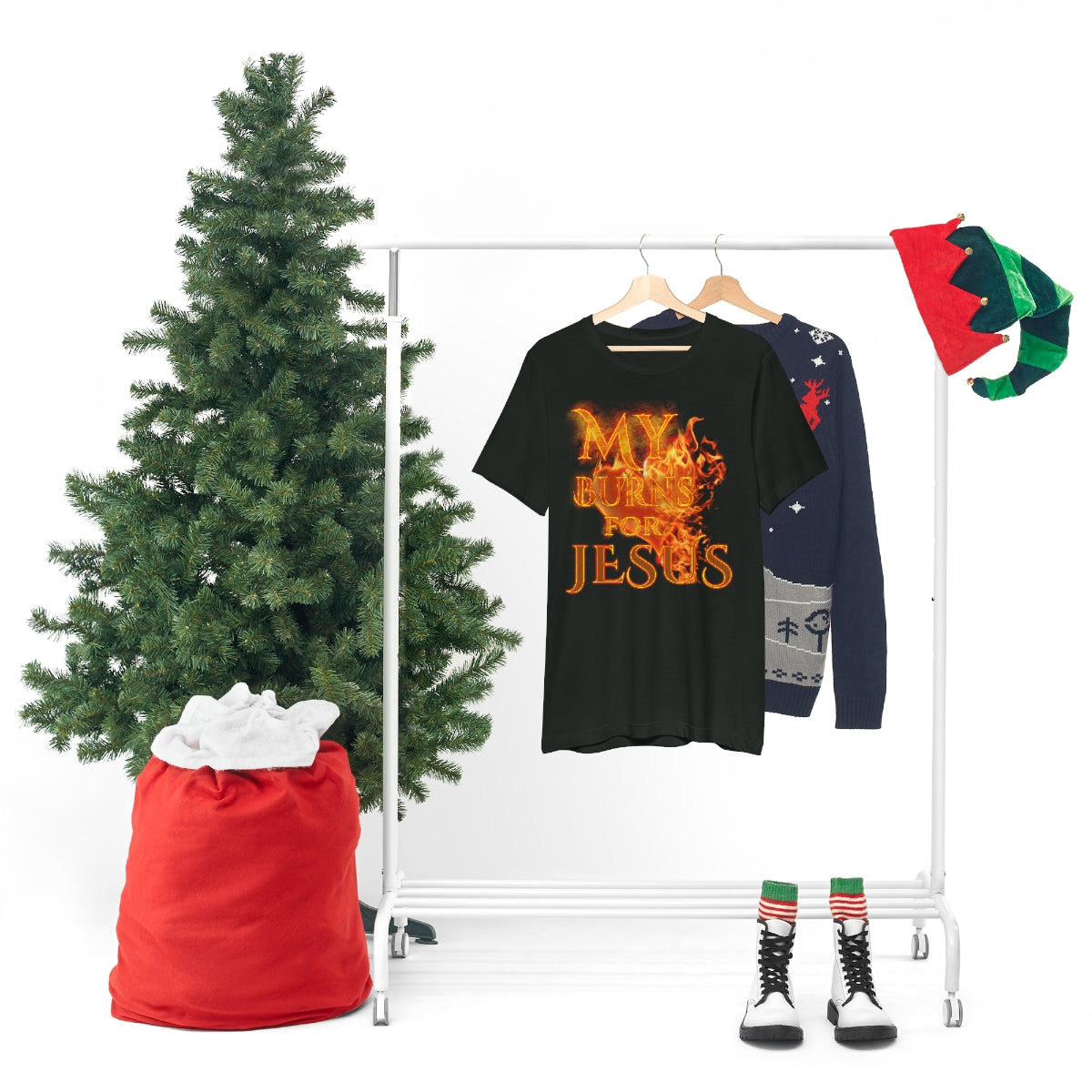MY HEART BURNS FOR JESUS (Unisex Jersey Short Sleeve Tee)