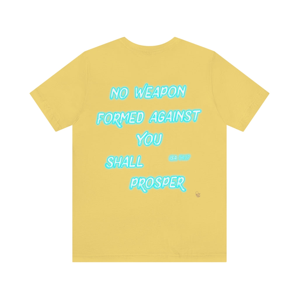 No Weapon ISA. 54:17 Blue Glowing Words (Unisex Jersey Short Sleeve Tee)