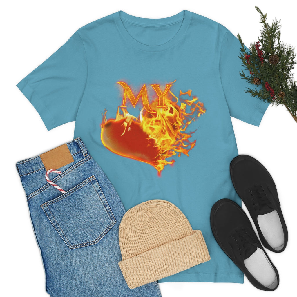 MY HEART BURNS FOR JESUS (Unisex Jersey Short Sleeve Tee)