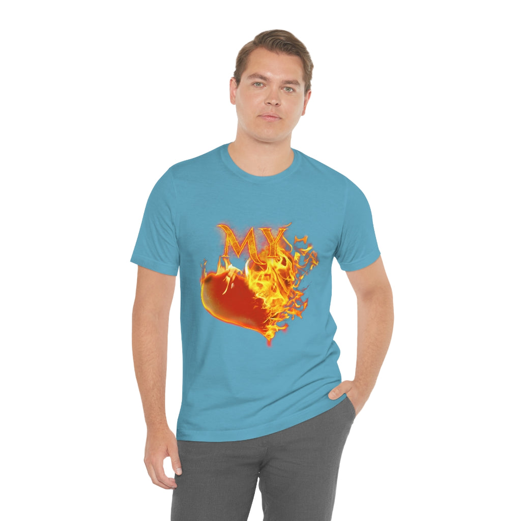 MY HEART BURNS FOR JESUS (Unisex Jersey Short Sleeve Tee)