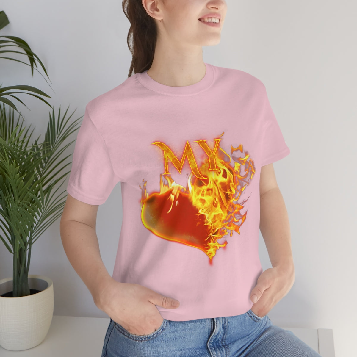 MY HEART BURNS FOR JESUS (Unisex Jersey Short Sleeve Tee)