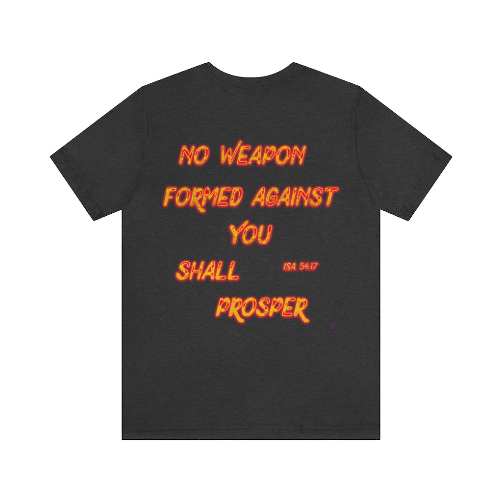No Weapon ISA. 54:17 Blue Glowing Words (Unisex Jersey Short Sleeve Tee)