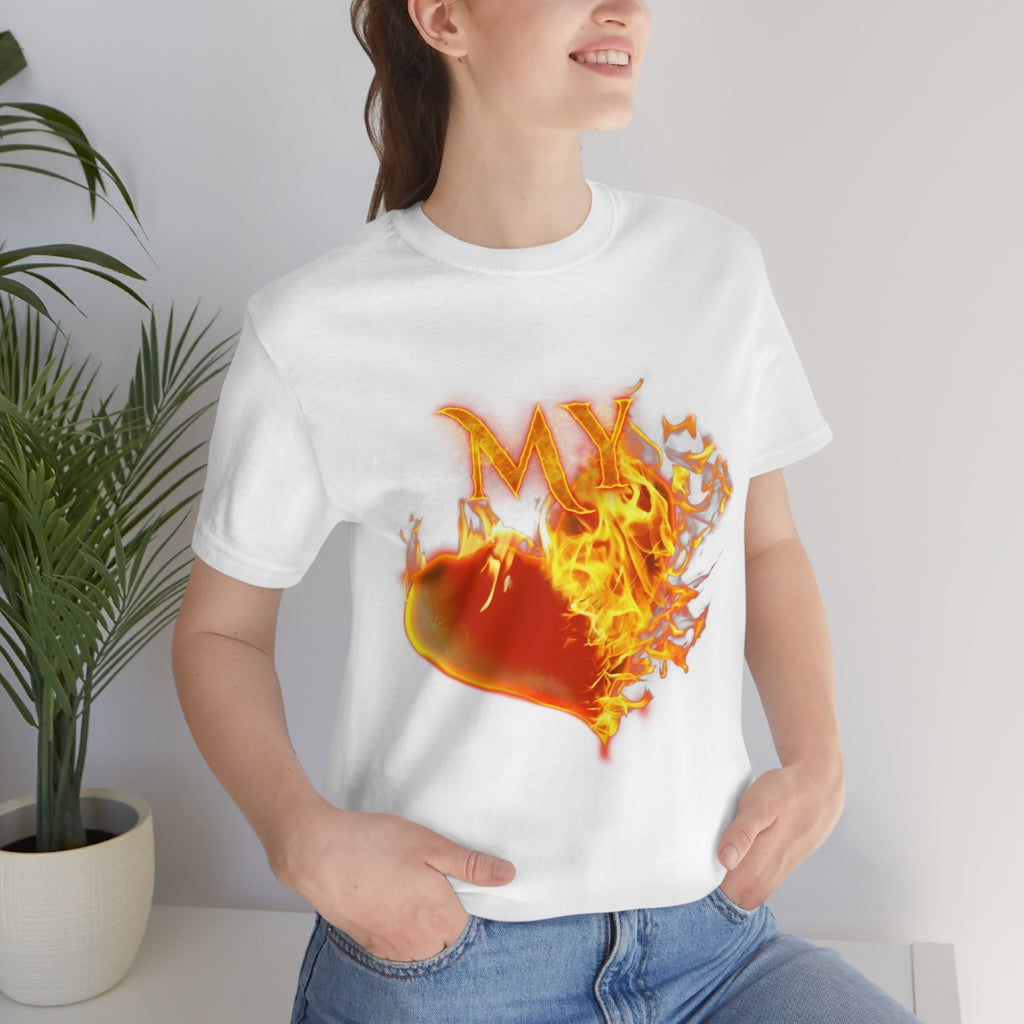 MY HEART BURNS FOR JESUS (Unisex Jersey Short Sleeve Tee)
