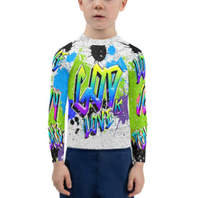 Load image into Gallery viewer, GOD is Love - Joy - Peace - Kids Rash Guard
