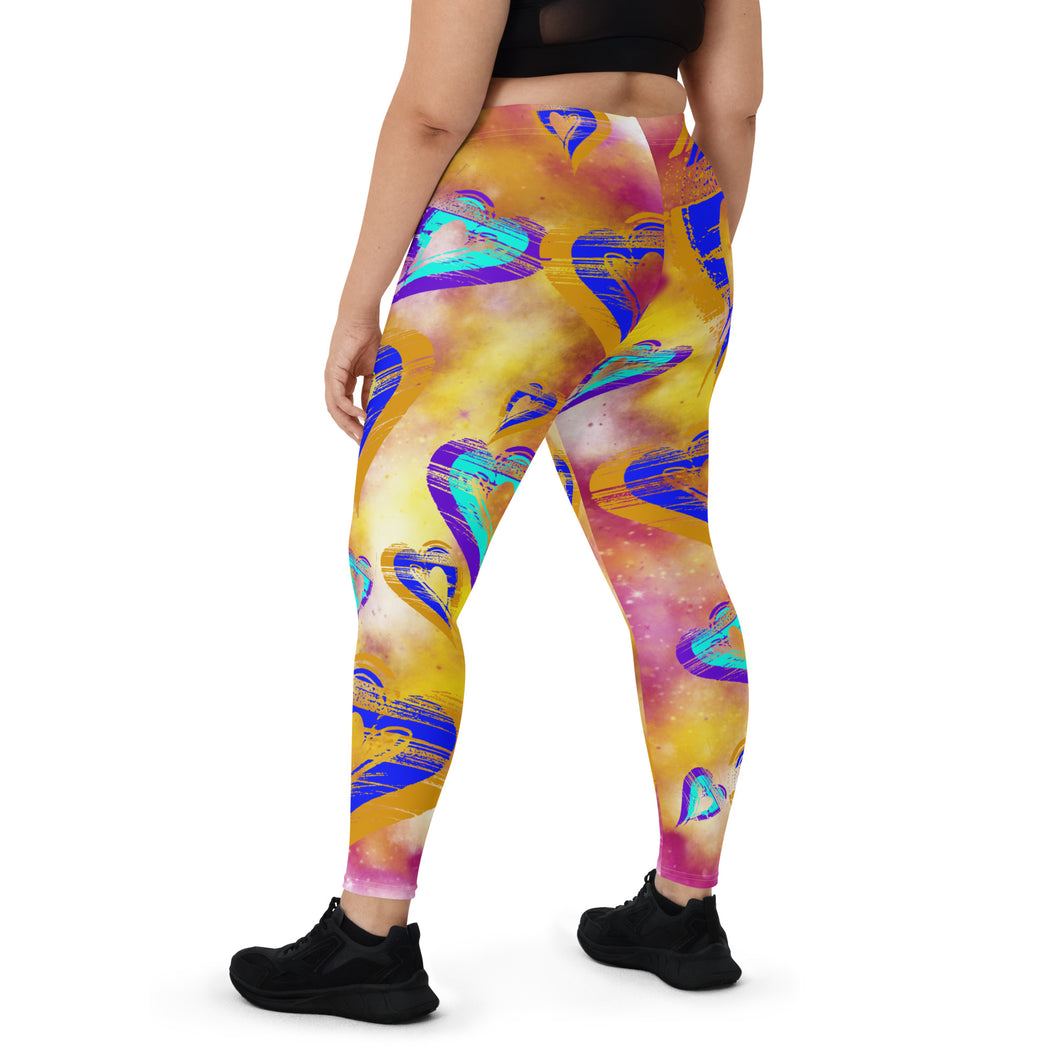 Hearts Pink, Yellow & Blue - Leggings