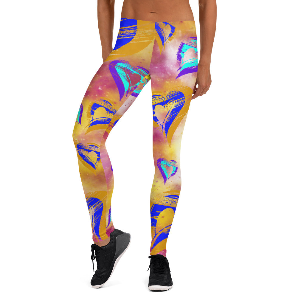 Hearts Pink, Yellow & Blue - Leggings
