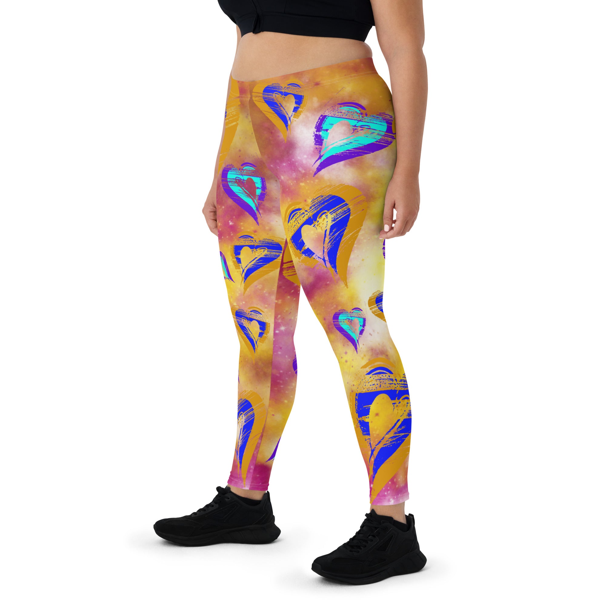 Hearts Pink, Yellow & Blue - Leggings