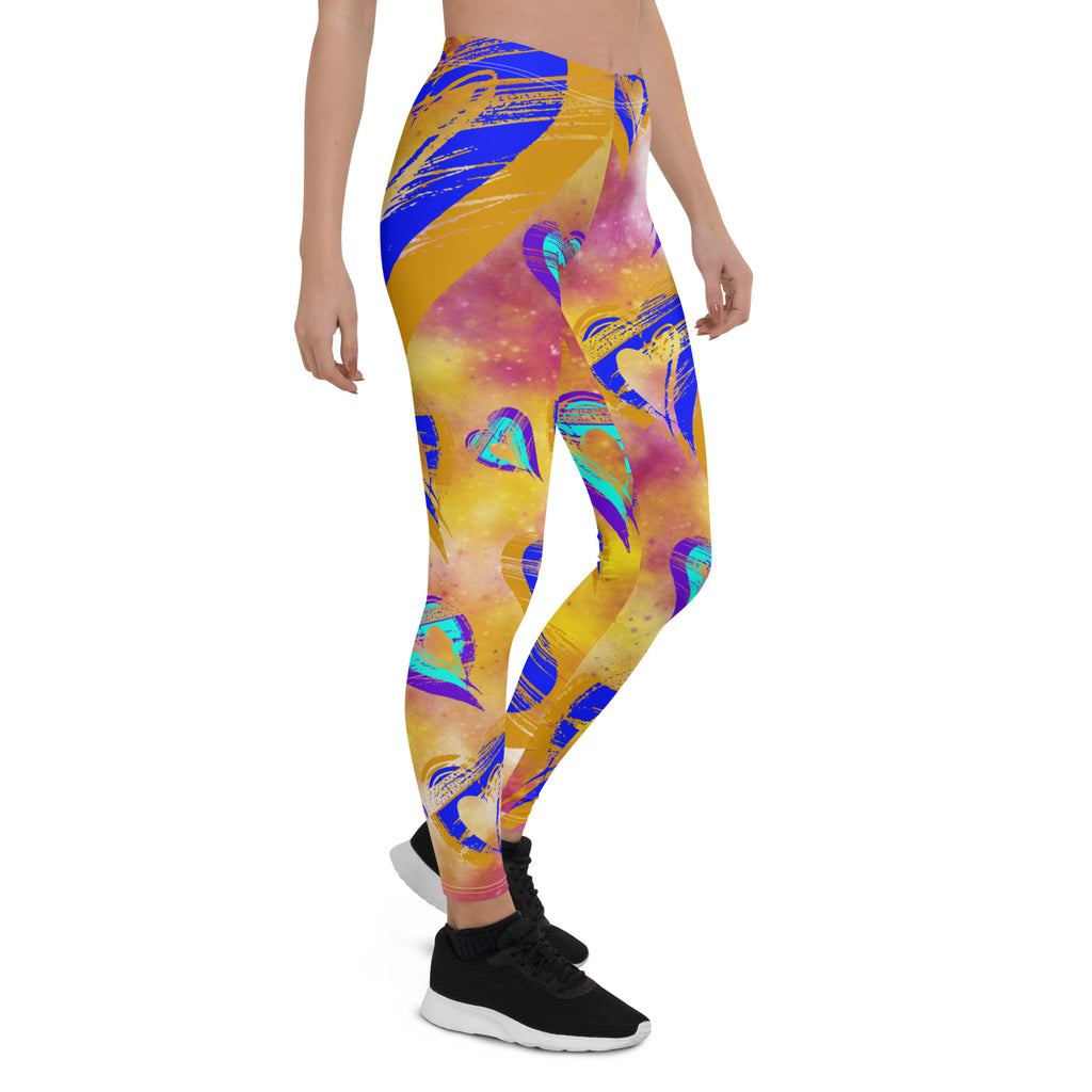 Hearts Pink, Yellow & Blue - Leggings