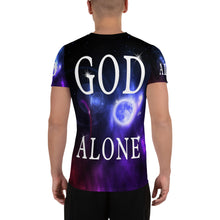 Load image into Gallery viewer, GOD Along Created the UNIVERSE (All-Over Print Men&#39;s Athletic T-shirt)
