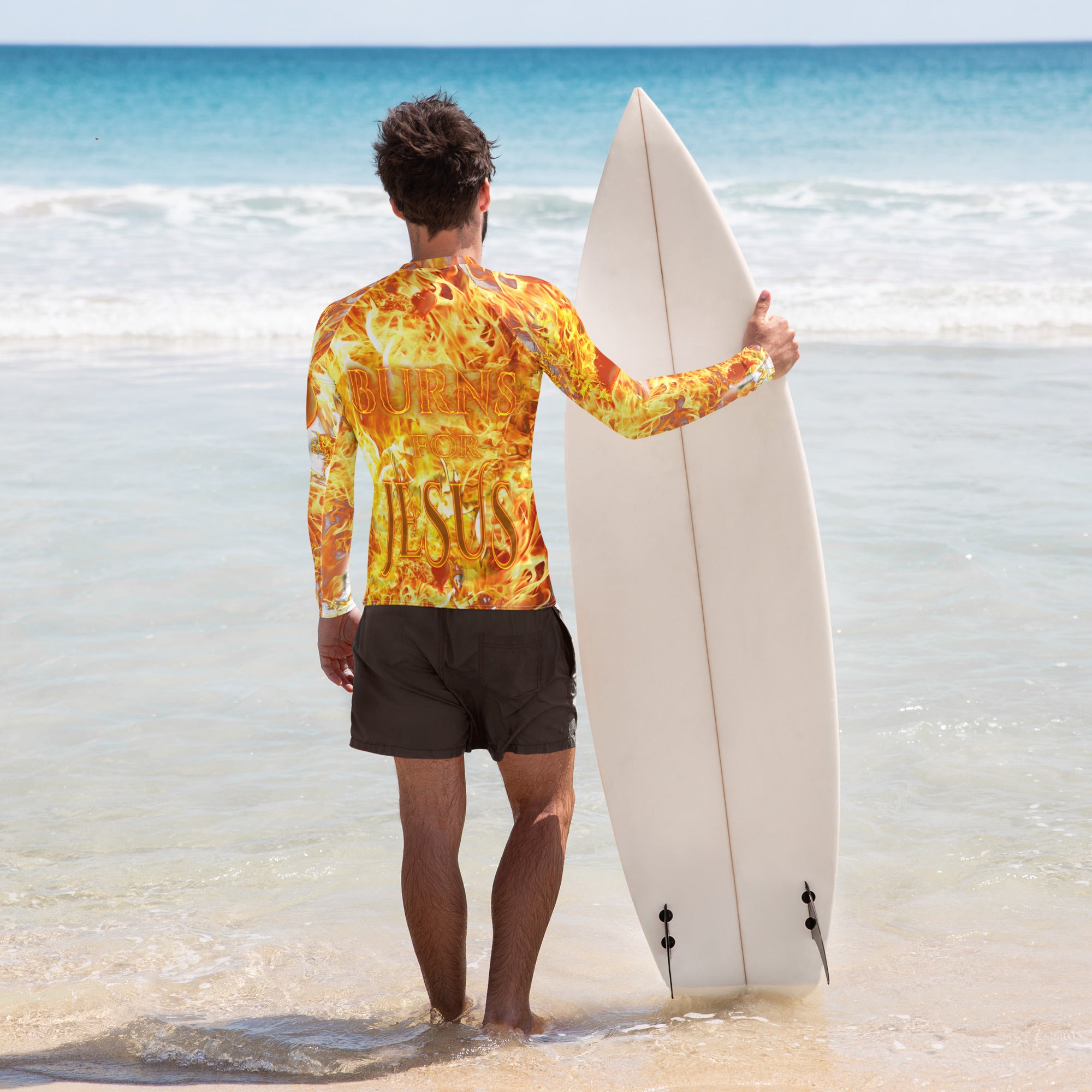 My Heart Burns for Jesus AOP - Men's Rash Guard