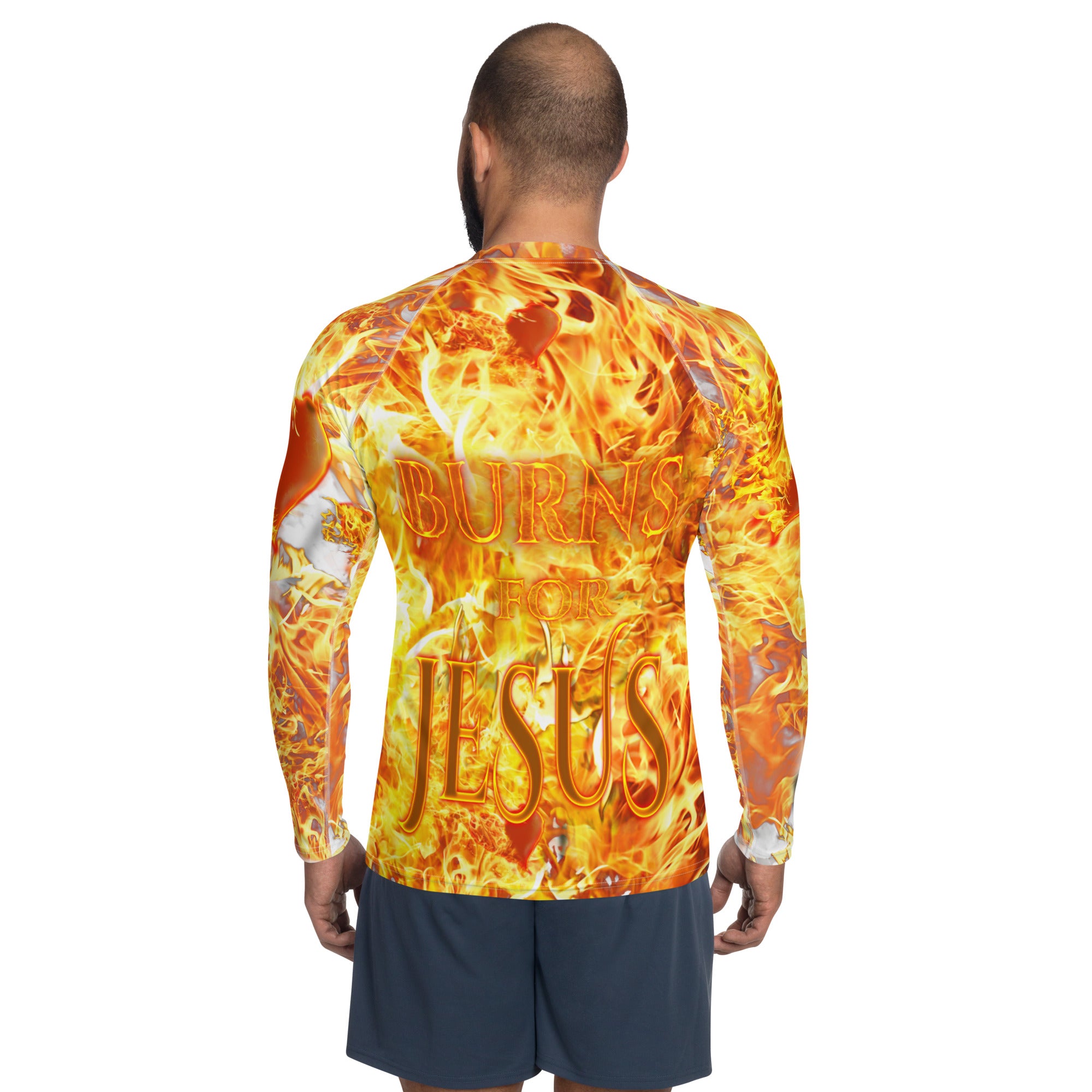 My Heart Burns for Jesus AOP - Men's Rash Guard