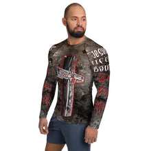 Load image into Gallery viewer, You&#39;re Forgiven By the Blood of JESUS AOP - (Men&#39;s Rash Guard Long Sleeve)
