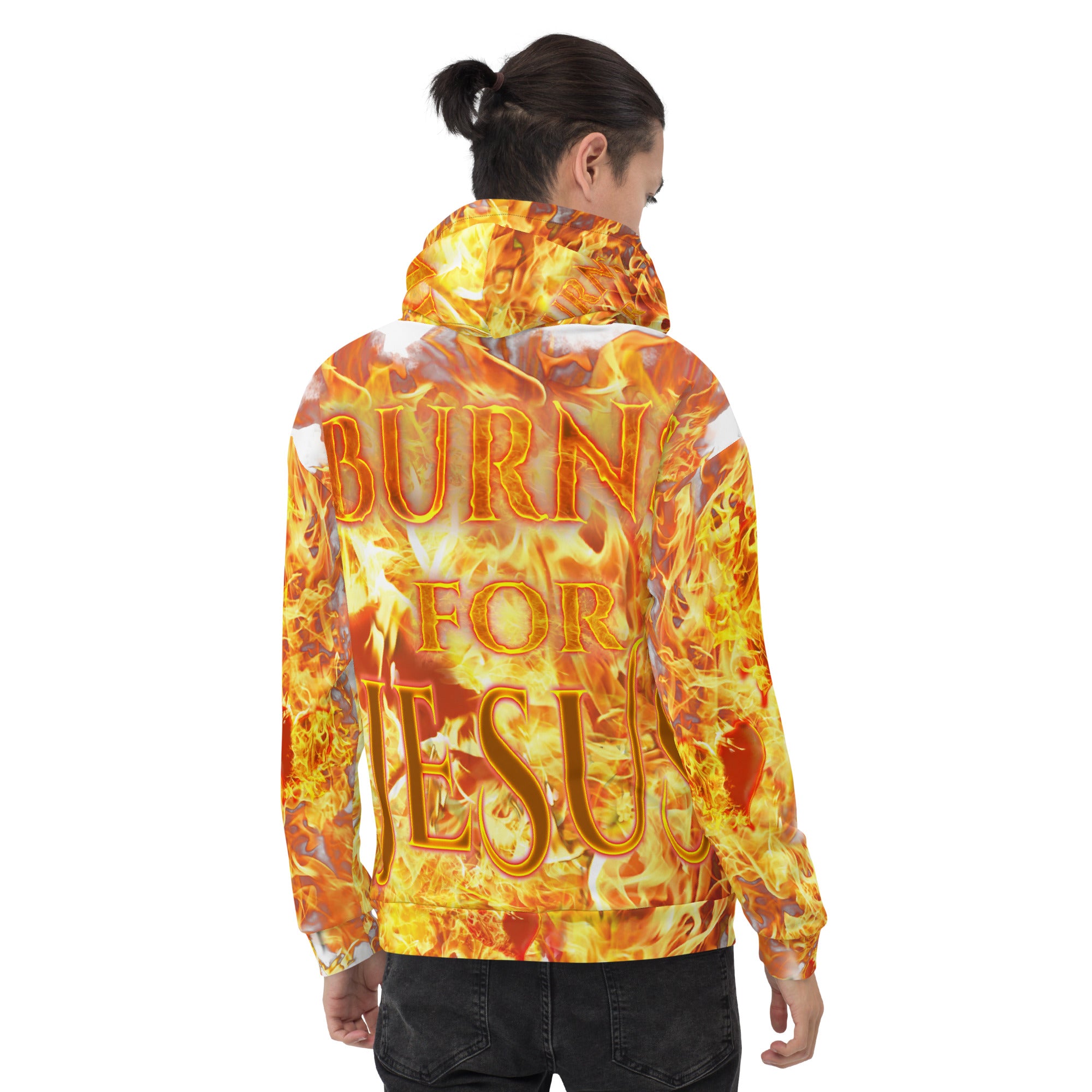 My Heart Burns For Jesus AOP -  (Unisex Hoodie) (Sizes Run Small)