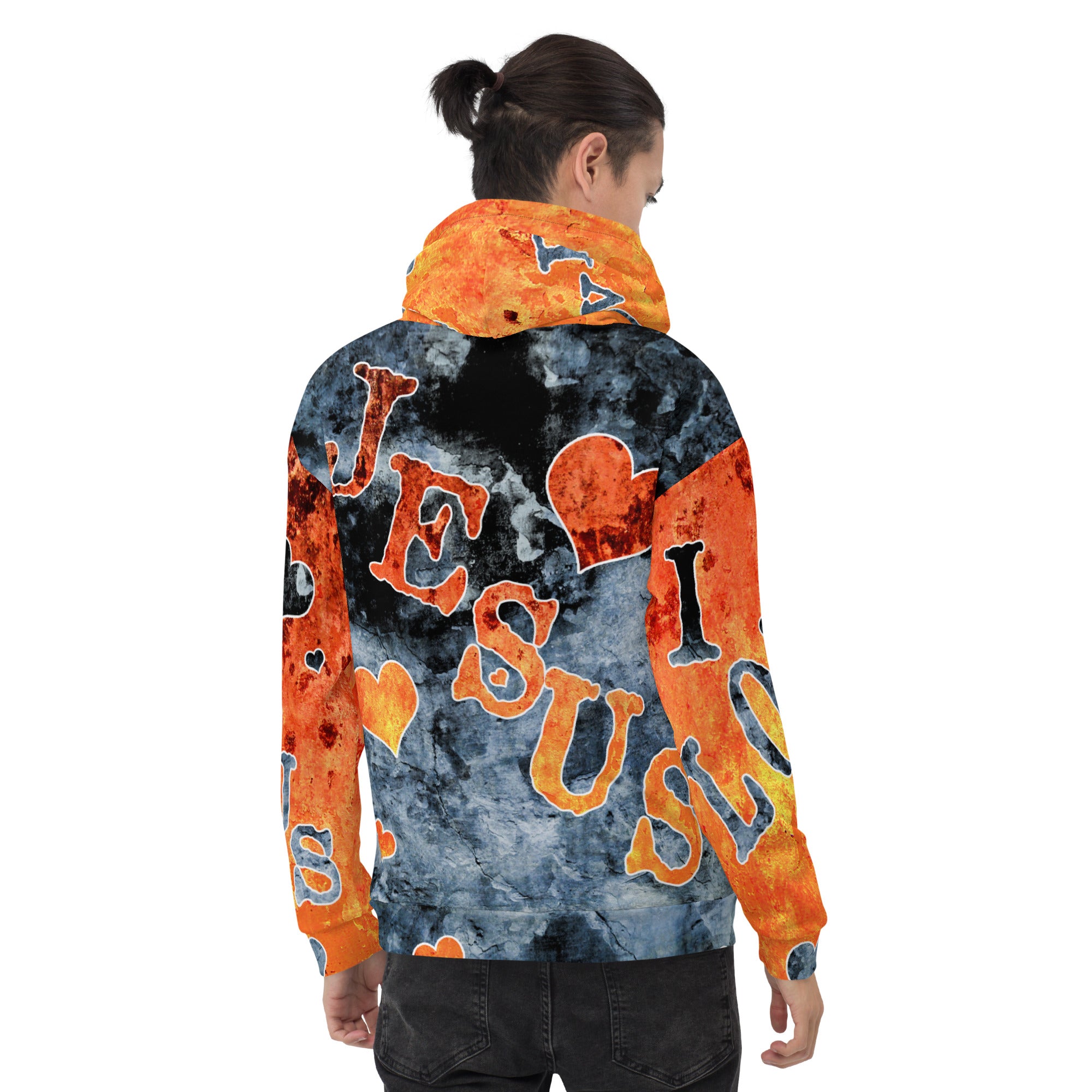 I Love Jesus w/Hearts AOP - Unisex Hoodie