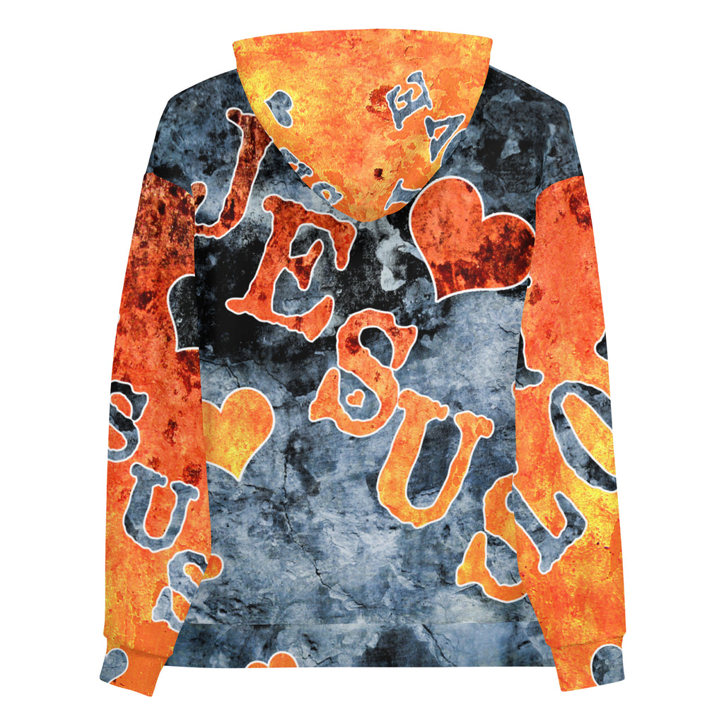 I Love Jesus w/Hearts AOP - Unisex Hoodie