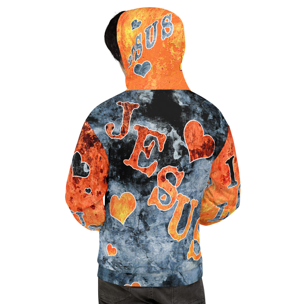 I Love Jesus w/Hearts AOP - Unisex Hoodie