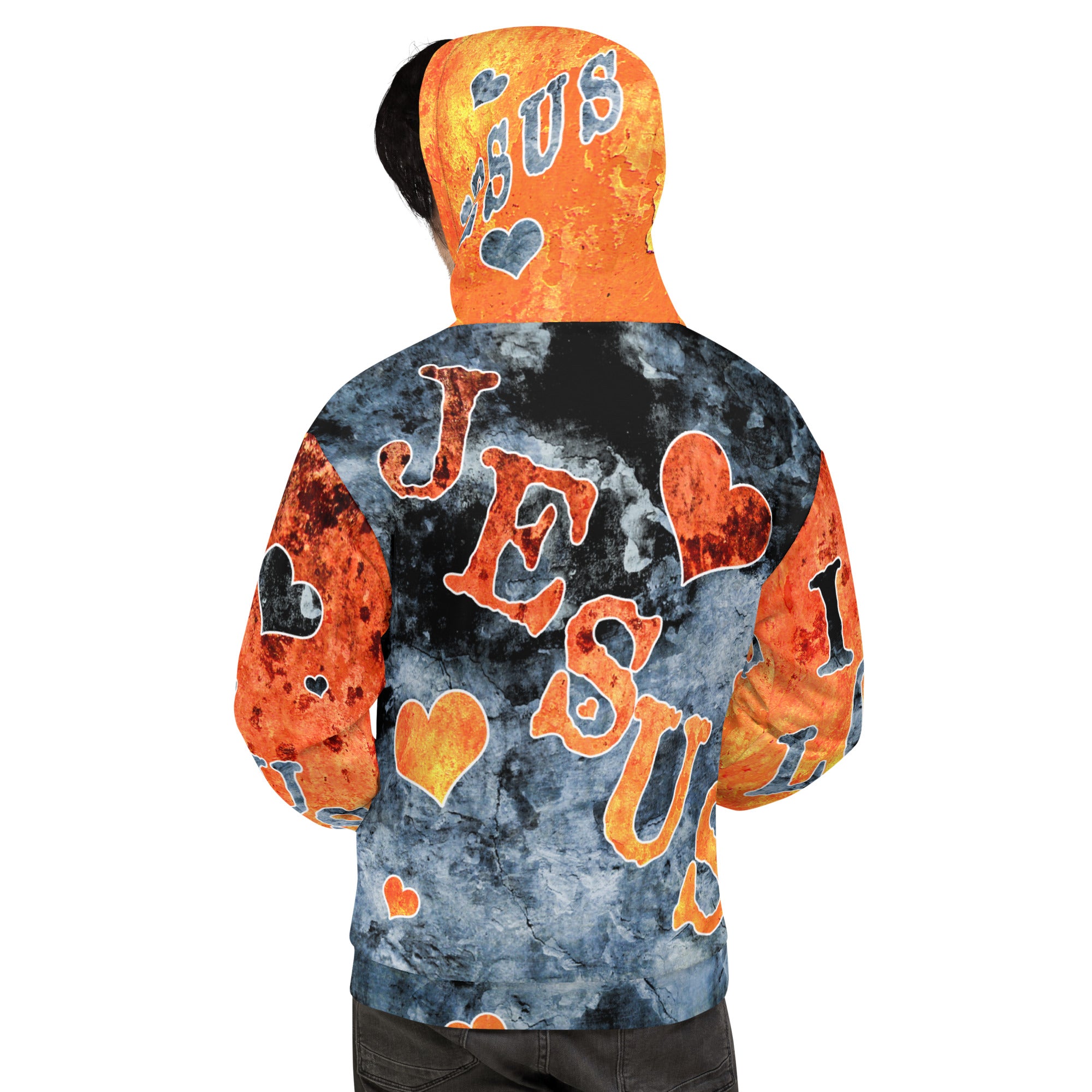 I Love Jesus w/Hearts AOP - Unisex Hoodie
