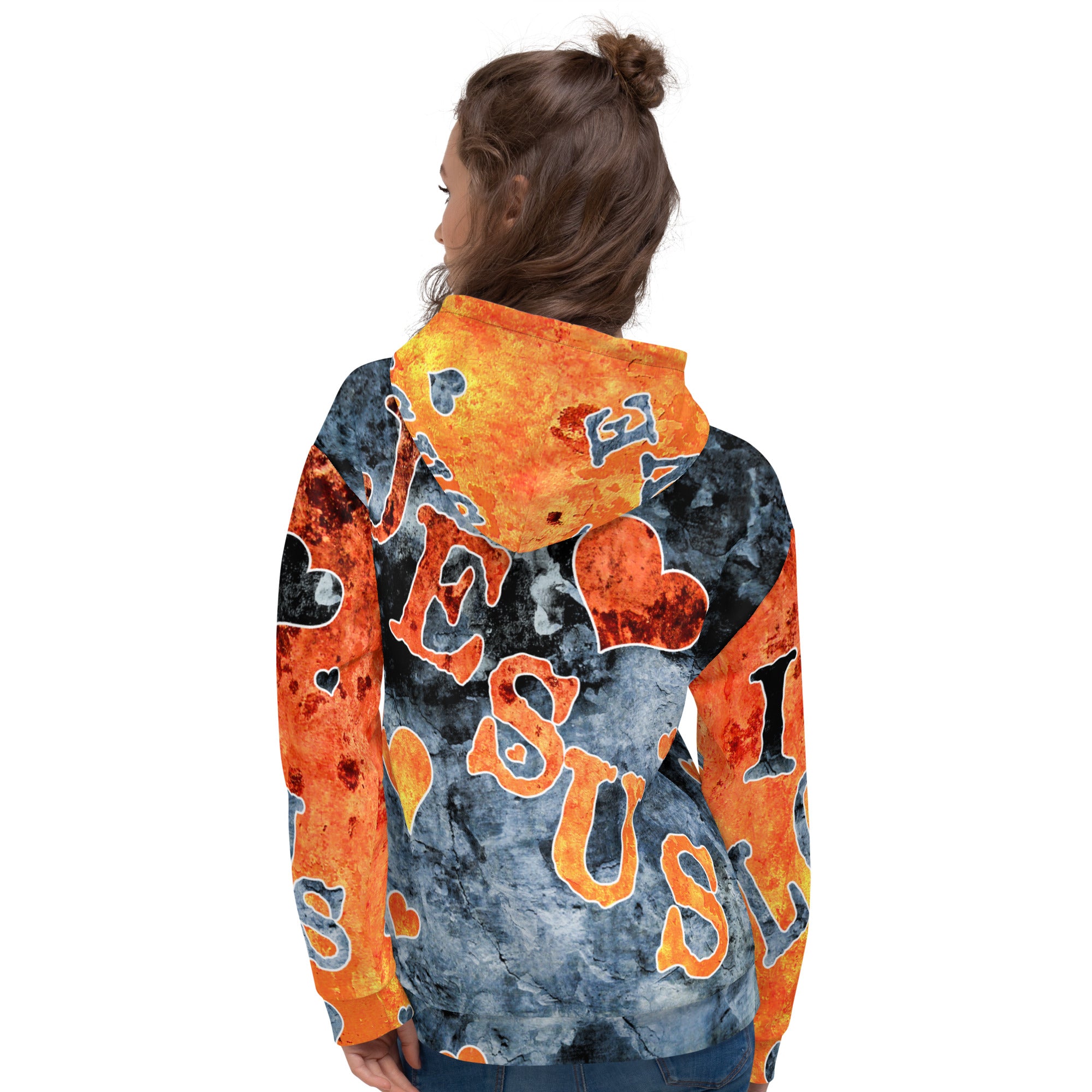 I Love Jesus w/Hearts AOP - Unisex Hoodie