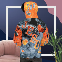 Load image into Gallery viewer, I Love Jesus w/Hearts Blue &amp; Orange Hearts &amp; Ltrs - Unisex Hoodie
