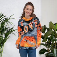 Load image into Gallery viewer, I Love Jesus w/Out Hearts Blue &amp; Orange Letters AOP (Unisex Hoodie)
